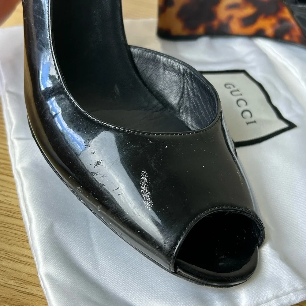 GUCCI Shoes Slingback Peep Toe Wedges - Picture 7 of 13